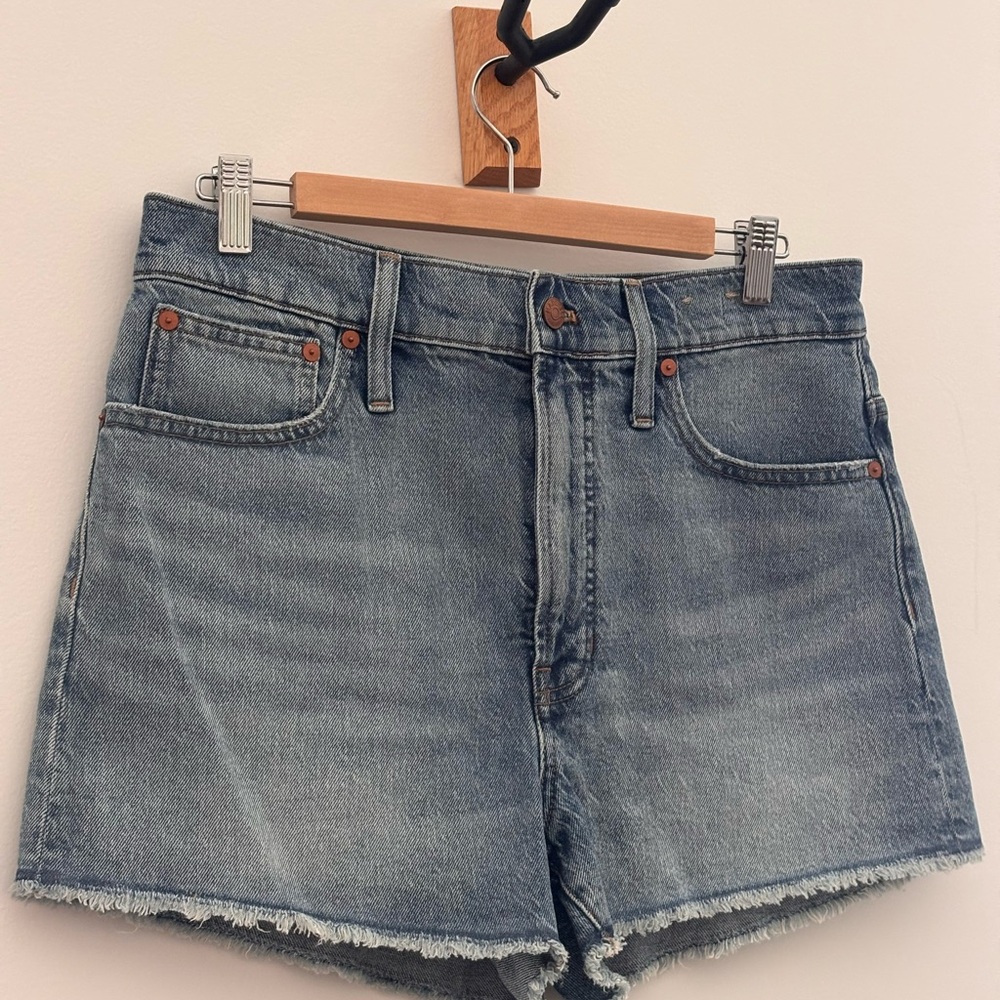 Madewell Washed Blue Denim Cutoff Shorts with Frayed Hem Size 30